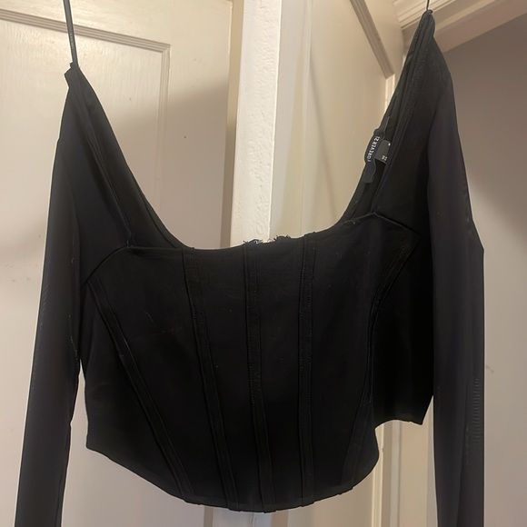 Forever 21 size medium corset top with mesh sleeves - Picture 1 of 5